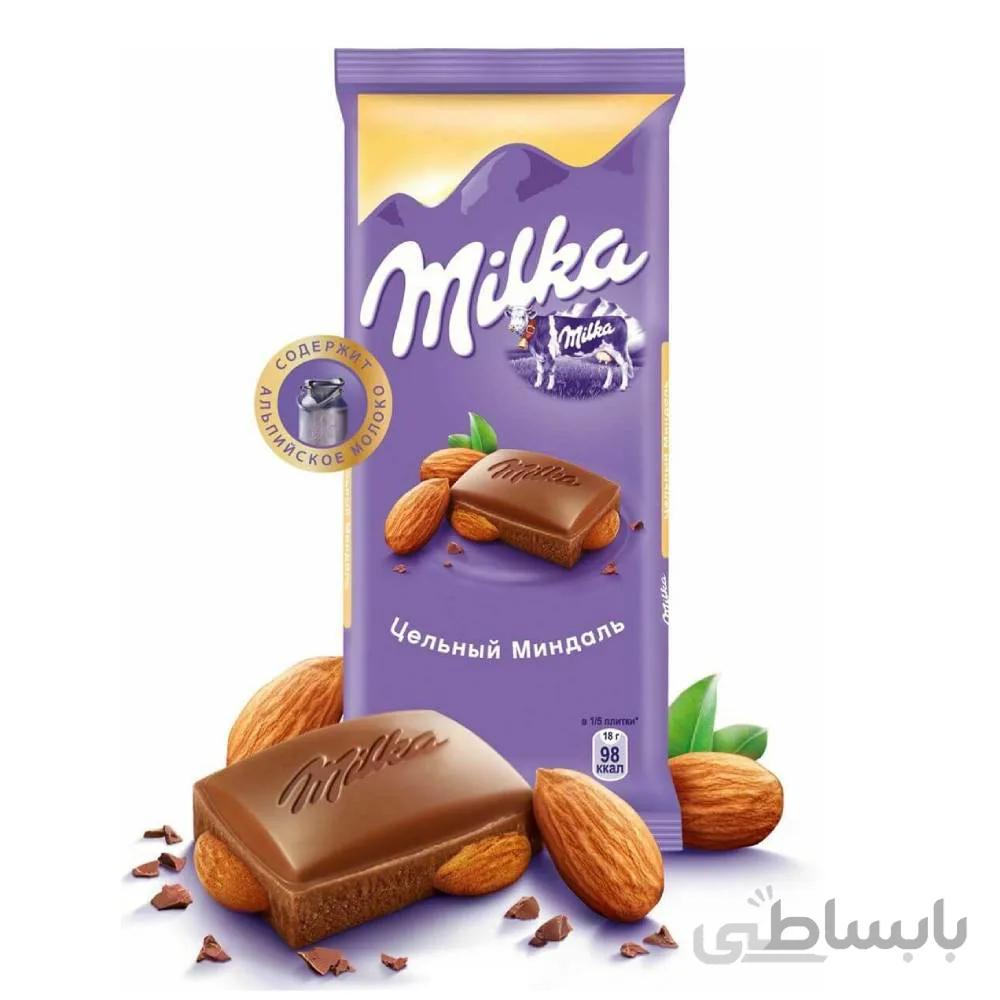 شکلات شیری با مغز بادام میلکا 90 گرم