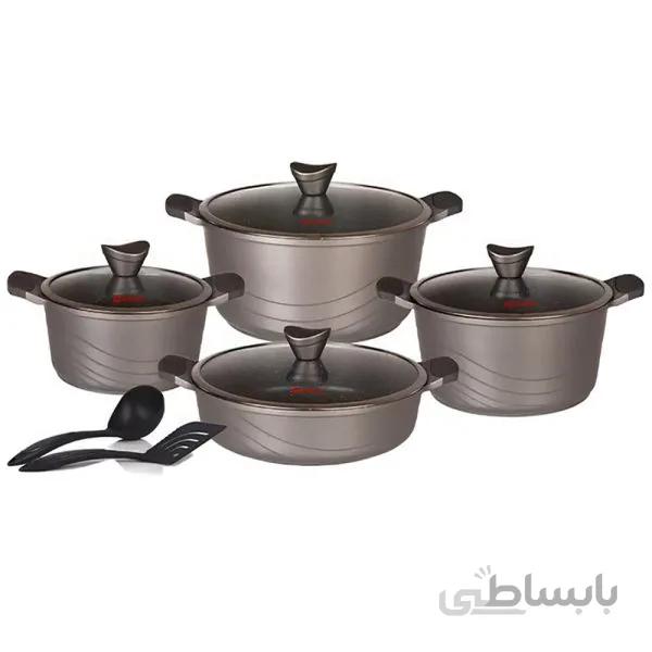 سرویس ۱۰پارچه چدن گرانیت کاندید مدل اوشن(رنگ دودی)