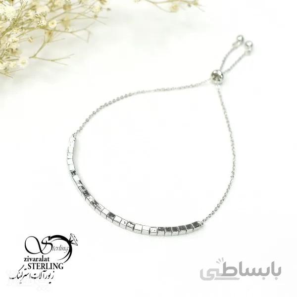 دستبند کرواتی زنانه طرح مربعی سفید کد 703566