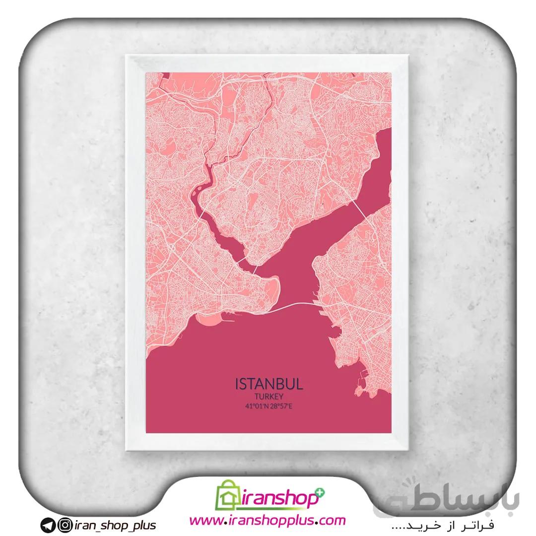 تابلو نقشه شهر استانبول با تم Pink Rose