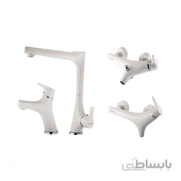 ست شیرآلات نیچر وایت درخشان ا Chrome Set White Natrue