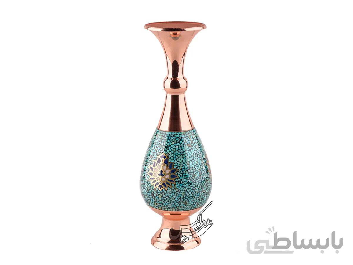 گلدان فیروزه کوبی مدل ترنج 25 سانتی