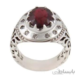 انگشتر نقره مردانه مدل یاقوت سرخ اناری کد am_1785