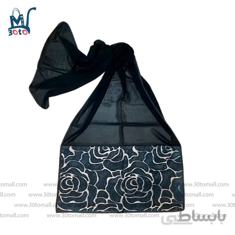 شال کرپ مشکی مجلسی مدل HS028