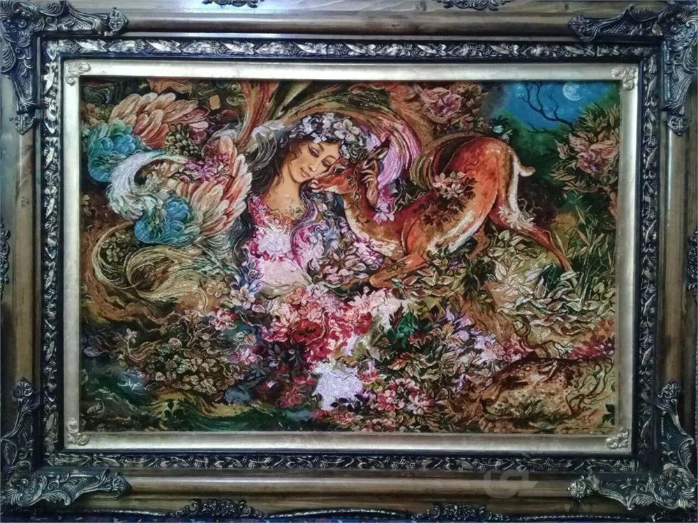 تابلو فرش نفیس ایرانی- دست بافت-مینیاتور- دایره هستی ا Iranian Pictorial Carpet- Handmade- Persian Miniature- Circle of Existence