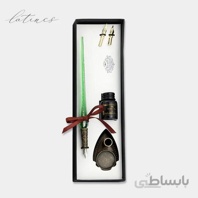 ست خوشنویسی طرح ۵ شیشه‌ای رنگ سبز
