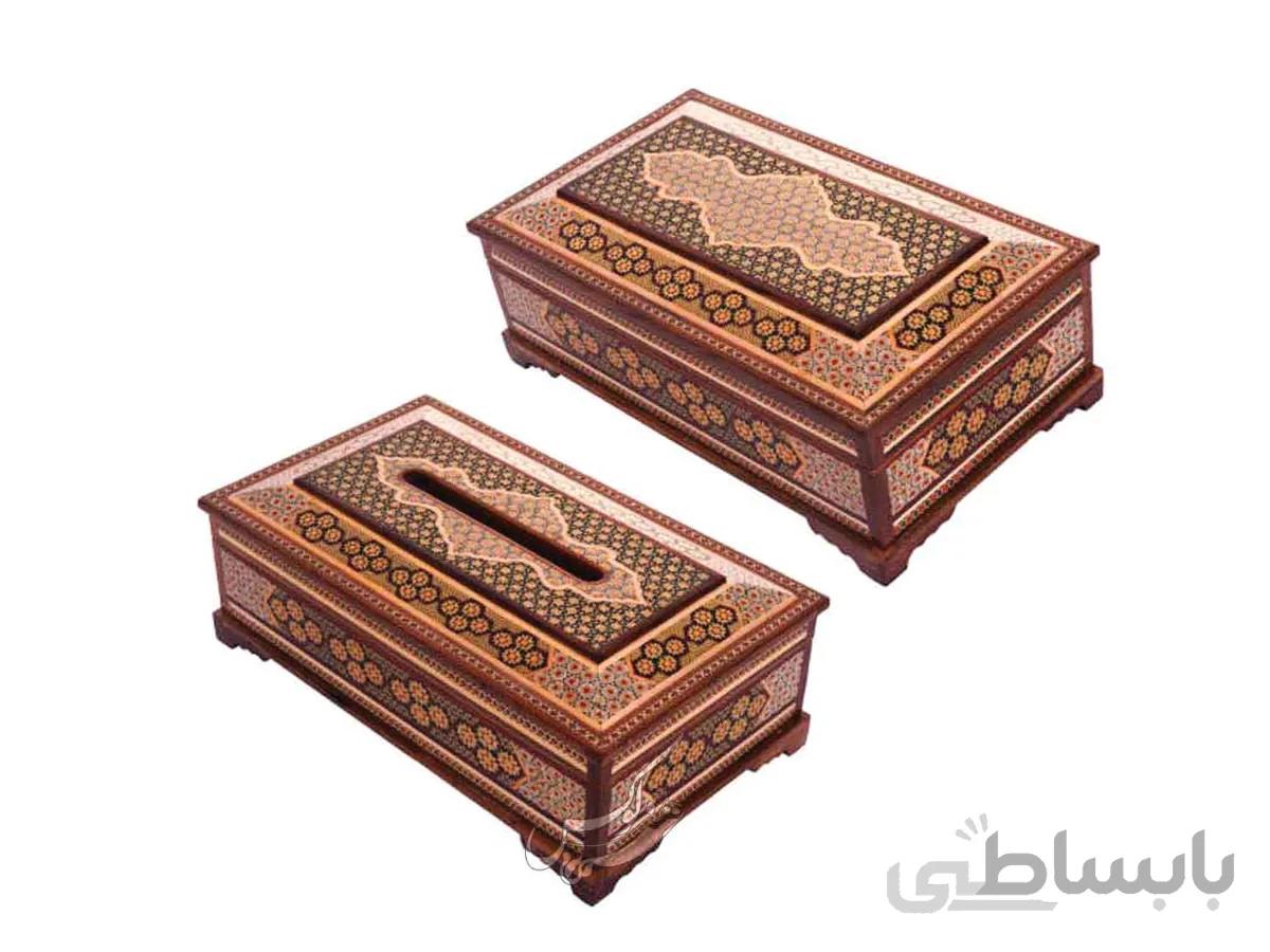 ست جادستمالی و جاکارد و چنگالی خاتم کاری