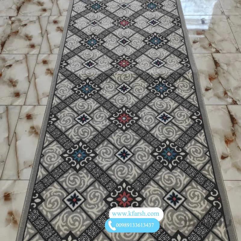 کناره گلیم ماشینی زمینه نقره ای جدید