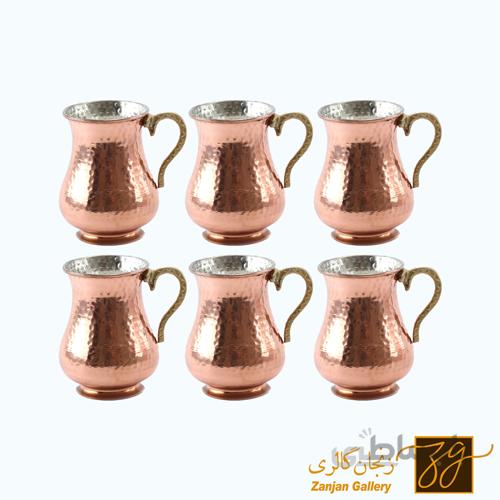 ست لیوان مسی طرح ترک 6 پارچه