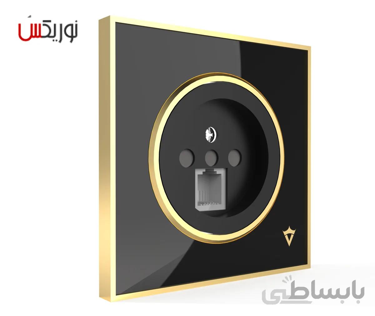 کلید پریز تلفن دو کاره ویرا مدل آلفا کلاسیک مشکی