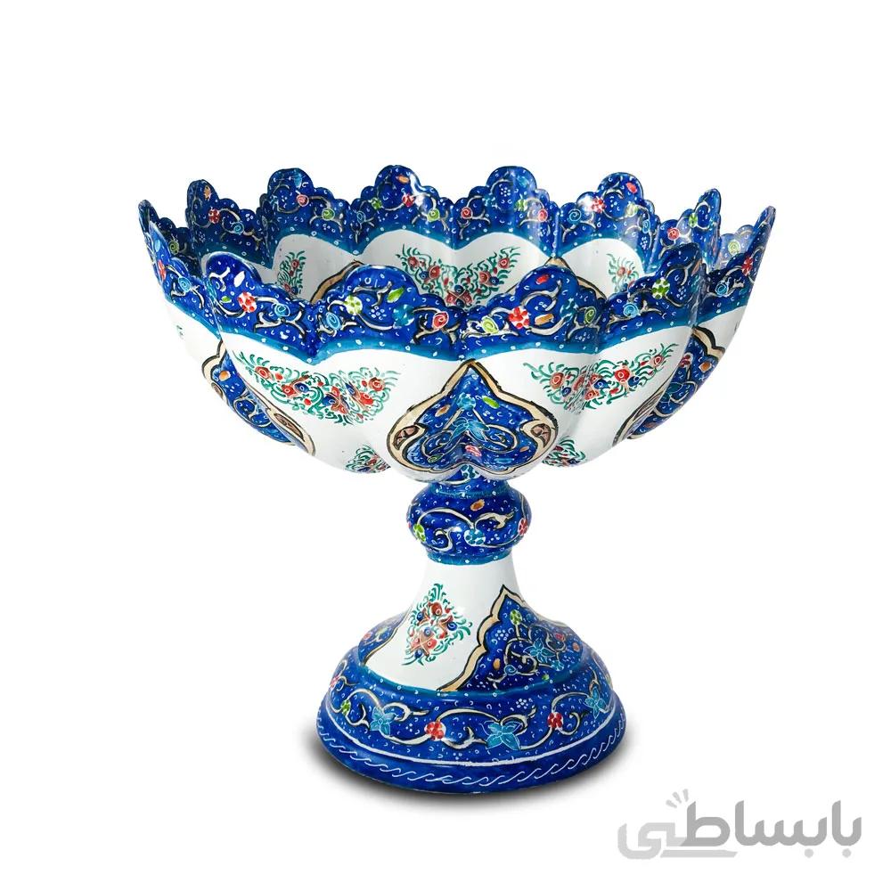 کاسه پایه دار میناکاری 25 سانتی مدل پرداز