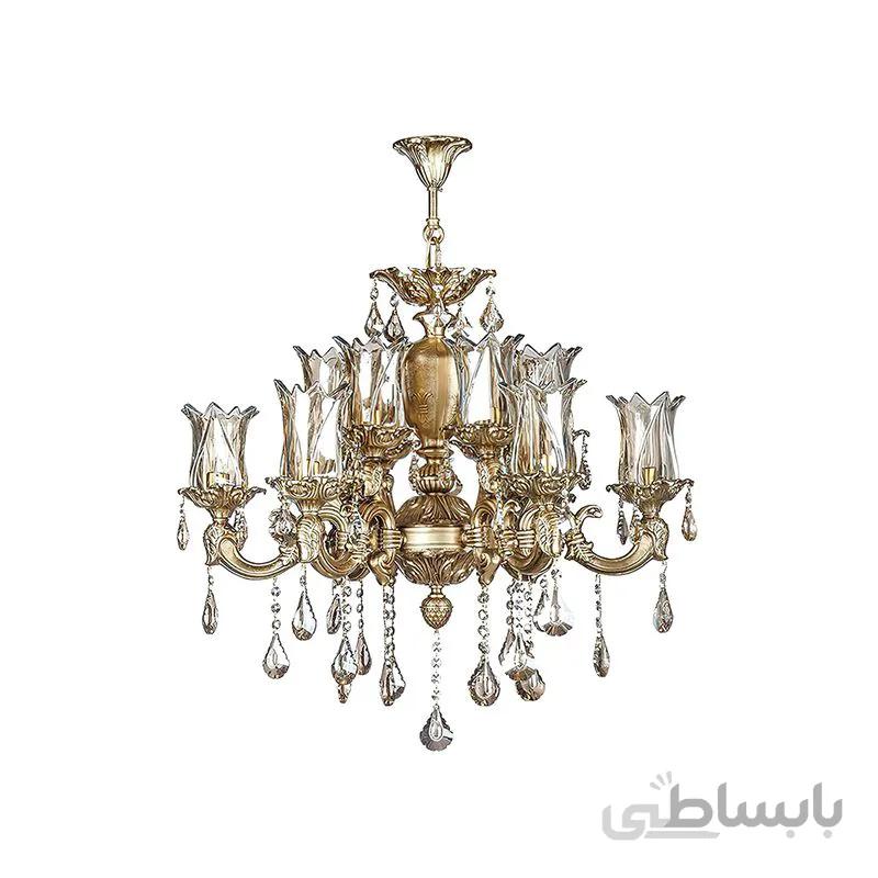 لوستر 12 شعله چشمه نور مدل C2976/6+6-AO