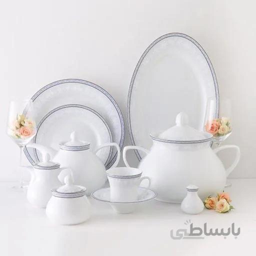 سرویس چینی زرین 12 نفره کامل وایت رز (108 پارچه) ا Zarin Iran Shahrzad White-Rose 108 Pieces FDC Dinnerware Set