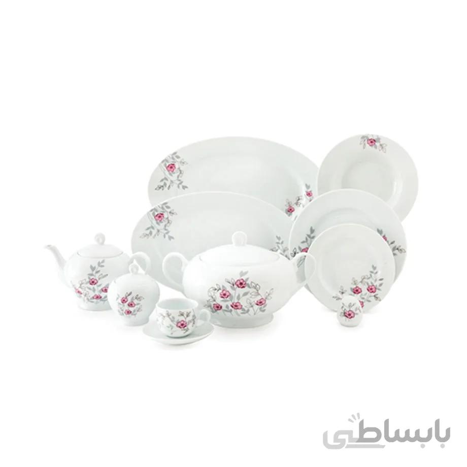 سرویس چینی 102 پارچه چینی زرین سری ایتالیا اف مدل گل پامچال