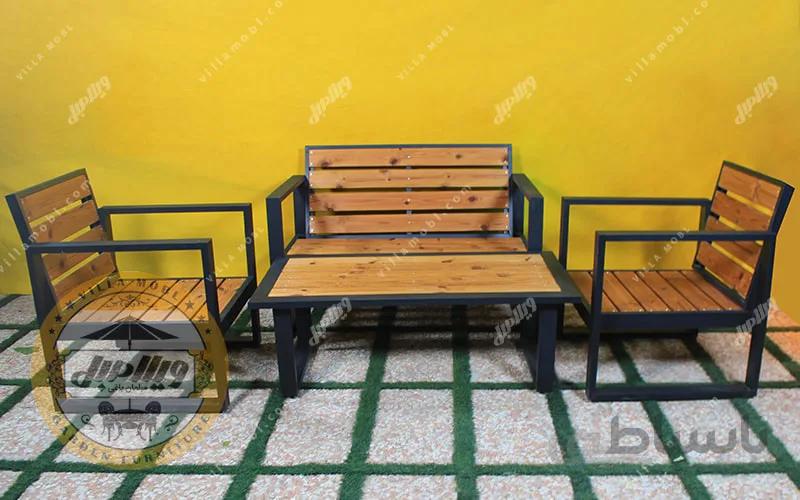 مبلمان باغی چوب و آلومینیوم زنبق