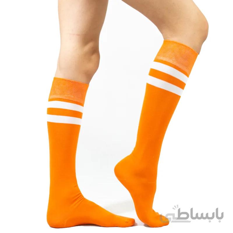 جوراب زیرزانو دوخط نارنجی بوم