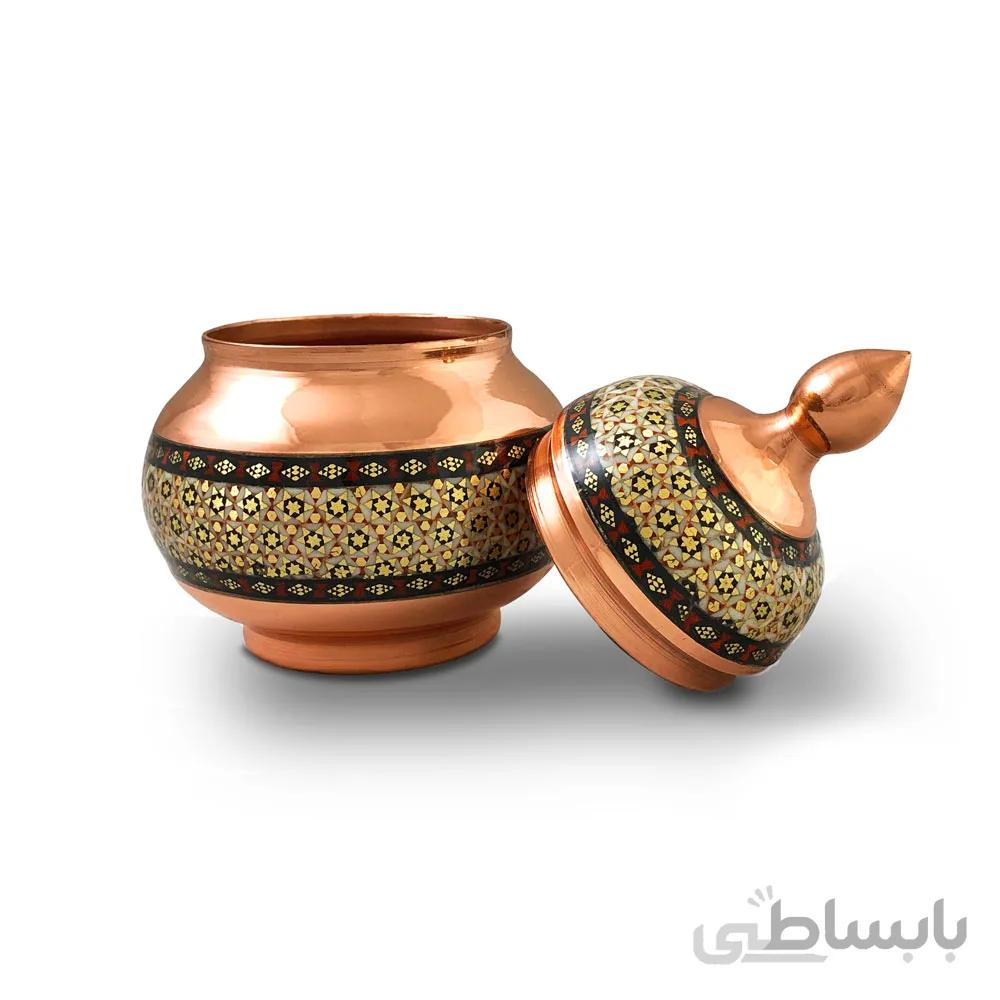 قندان مس و خاتم 13 سانت