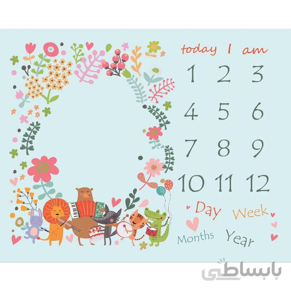 پارچه ماهگرد نوزاد طرح حیوانات نوازنده آبی الپی کیدز LPKids