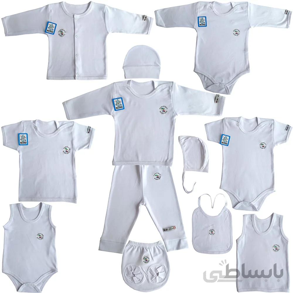 ست لباس راحتی نوزادی سفید بی بی سان