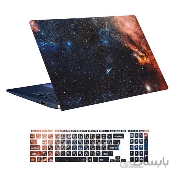 اسکین لپ تاپ طرح Space کد ۶۵ به همراه استیکر کیبورد
