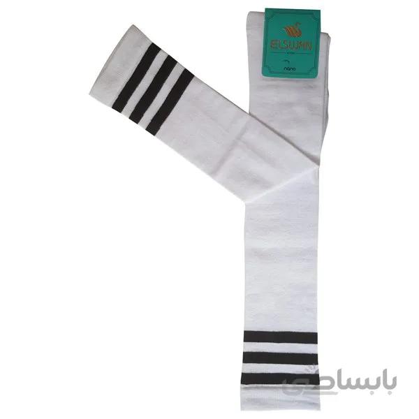 جوراب بلند اسپرت سفید خط دار کد PH157
