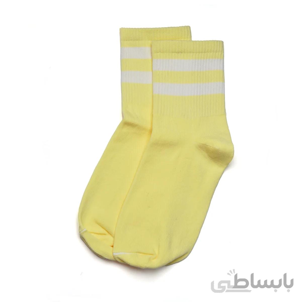 جوراب نیم ساق دوخط لیمویی بارو