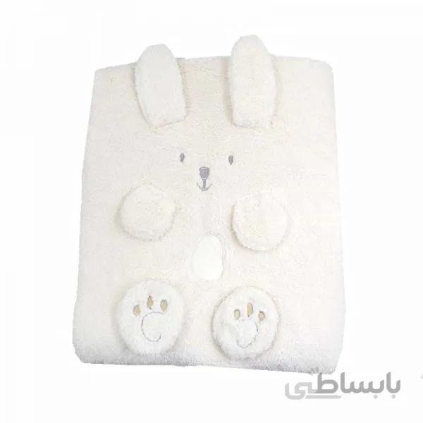 پتو پولیشی کلاهدار طرح خرگوش بیبی فورلایف Baby4life