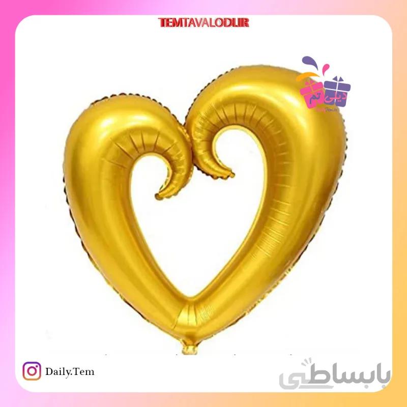 بادکنک فویلی قلب تو خالی طلایی