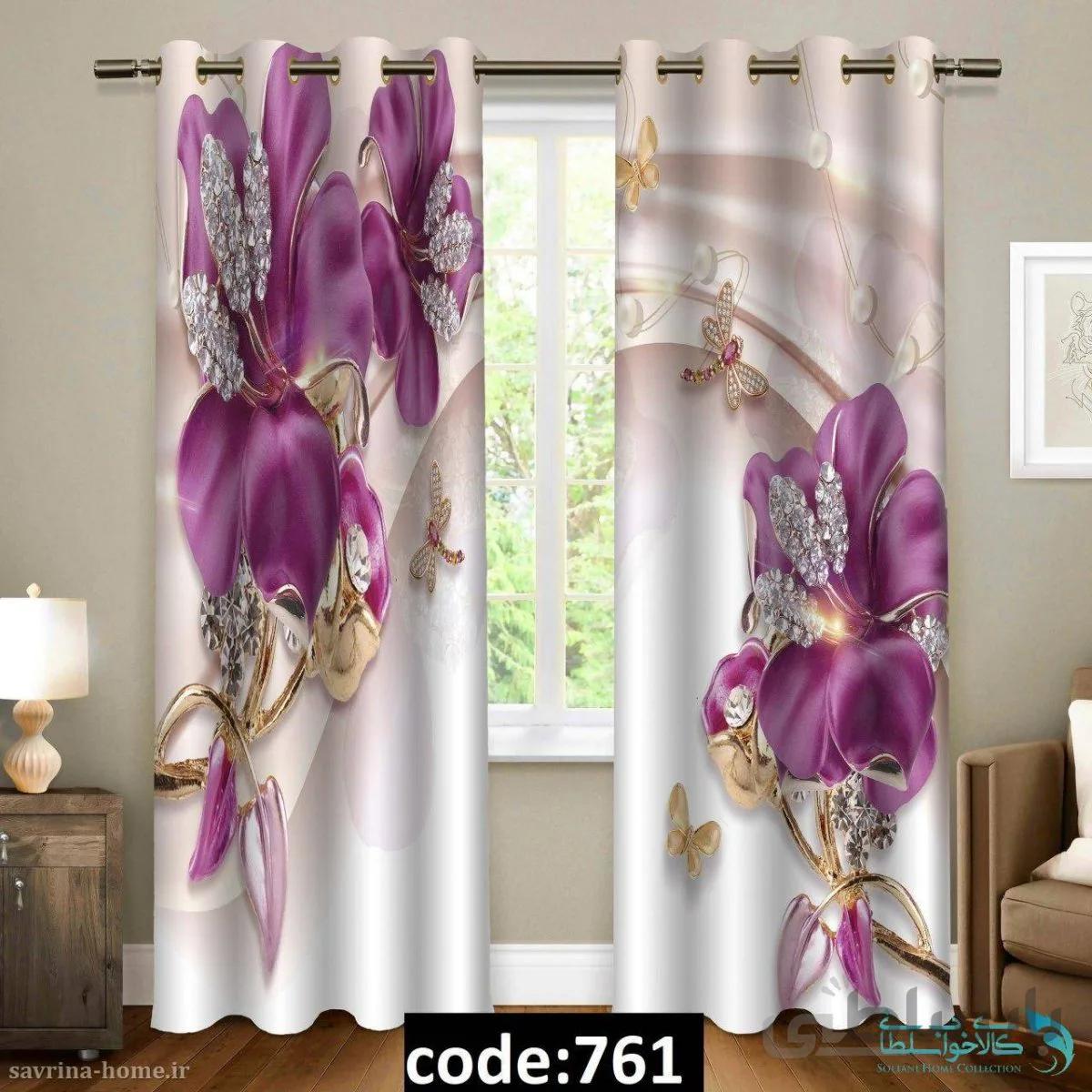 پرده پانچی سری گل مدرن مدل Sh-761