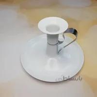 جاشمعی دسته دار فلزی سفید با دسته نقره ای