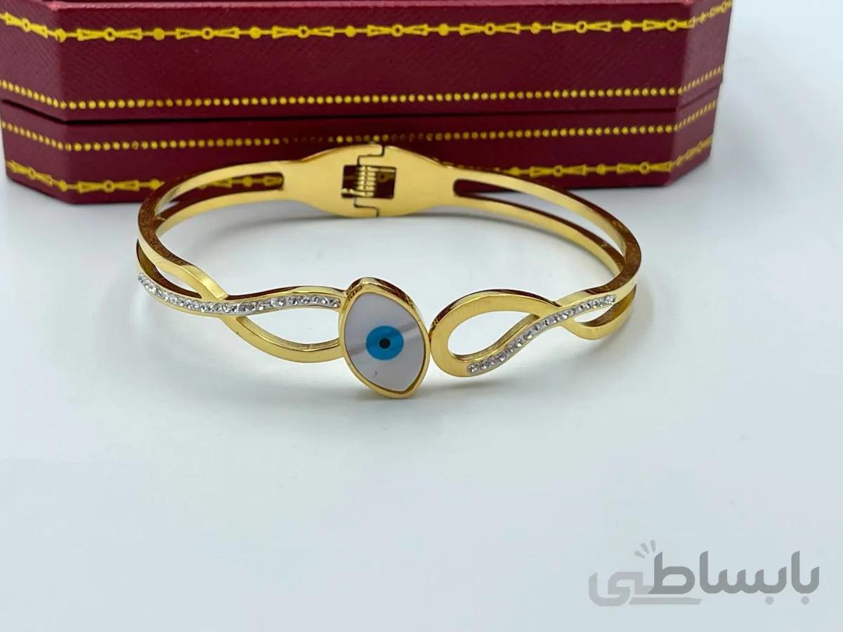 دستبند النگویی چشم نظر طلایی