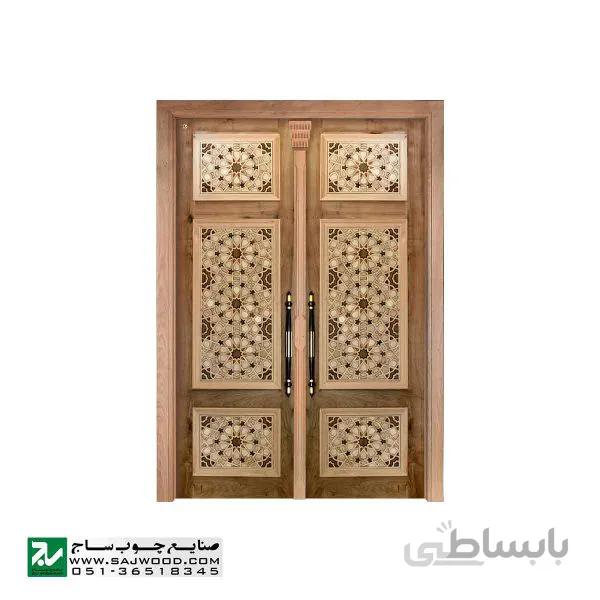 درب چوبی ورودی نمازخانه ،مسجد،اماکن متبرکه صنایع چوب ساج مدل TCG10