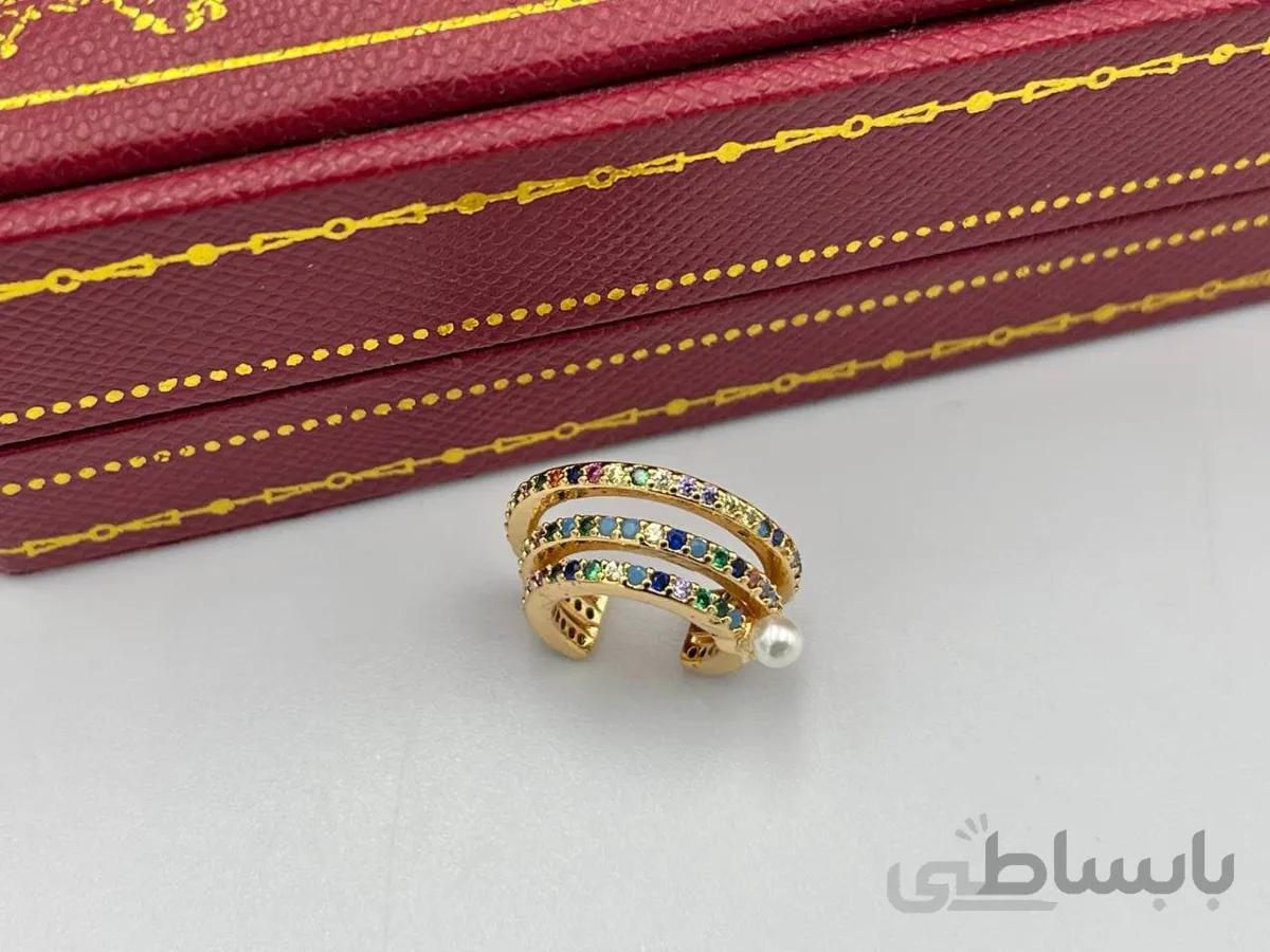 گوشواره ایرکاف نگین کاری همراه مروارید
