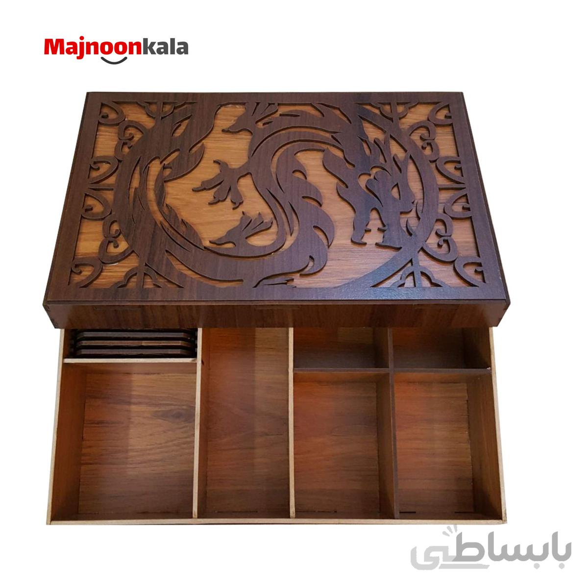 جعبه رومیزی تی بگ و تنقلات و زیر لیوانی مدل nova کد KU27