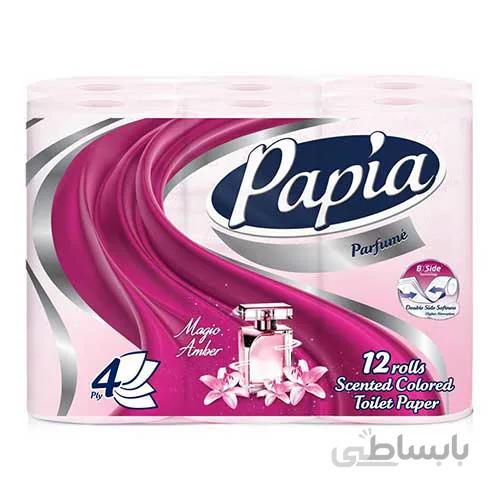 دستمال توالت معطر ۱۲ رول ۴ لایه پاپیا