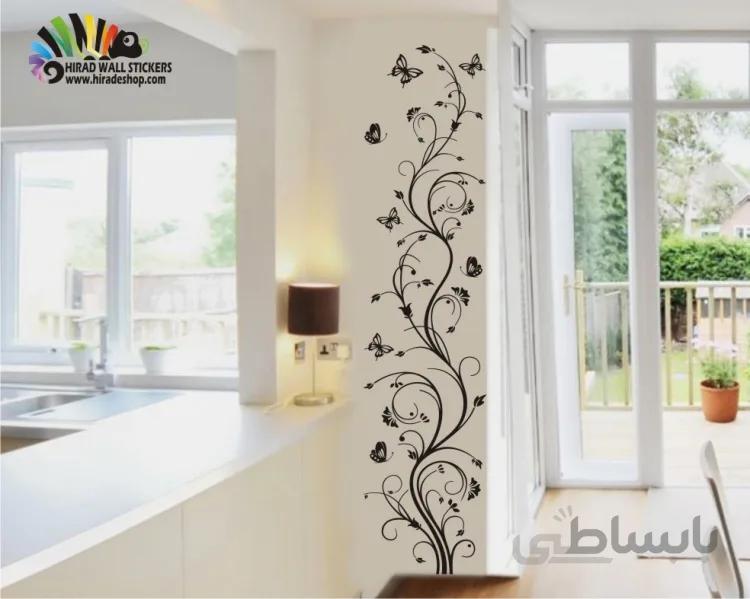 استیکر و برچسب دیواری گل وکتور ستونی کد h288