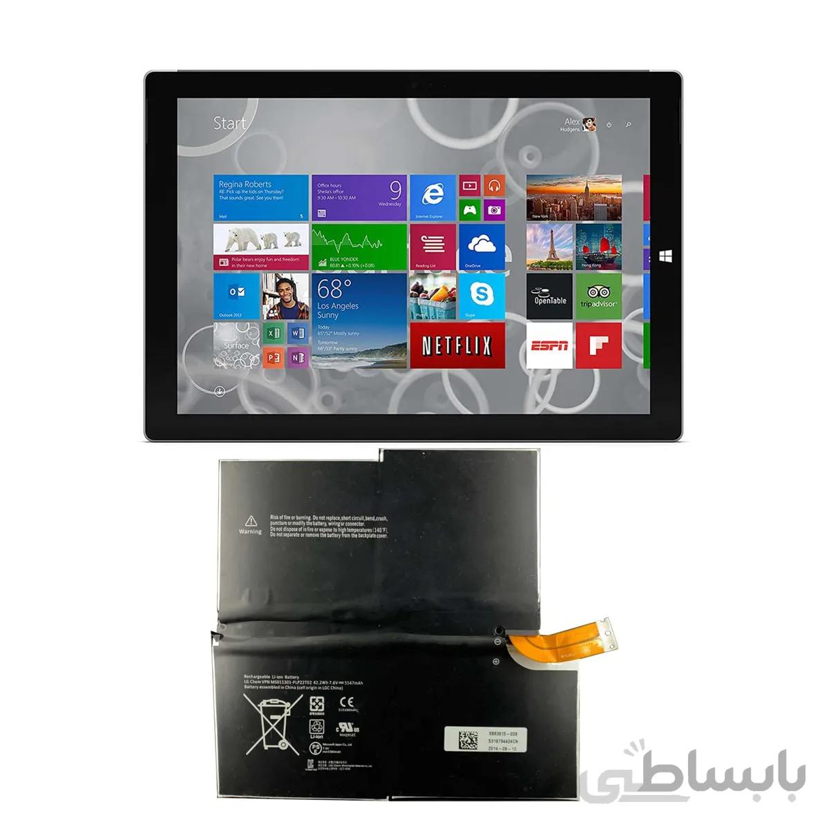 باتری تبلت مایکروسافت Microsoft Surface Pro 3 با کد فنی MS011301-PLP22T02