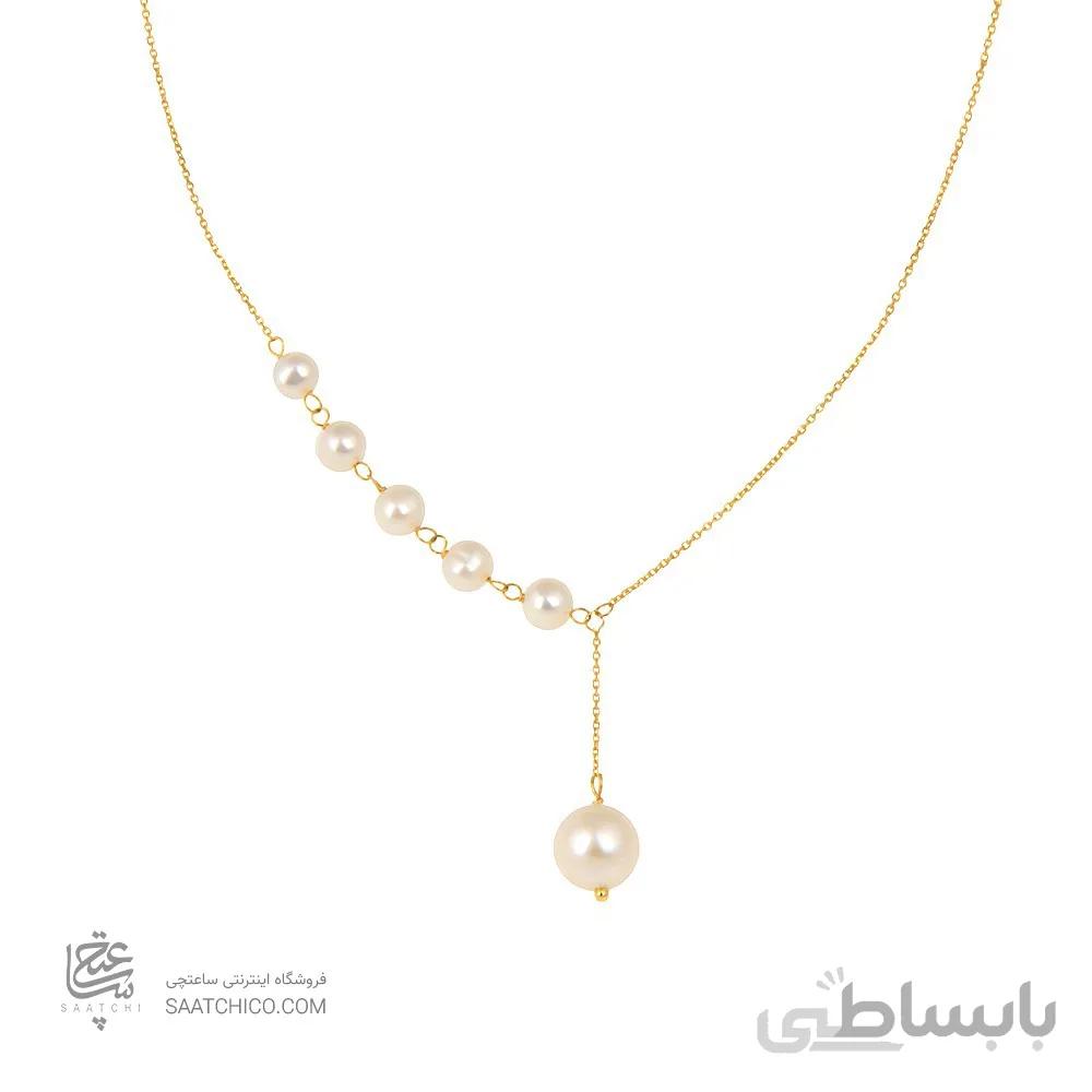 گردنبند دست ساز زنانه طلا با مروارید کد XN127