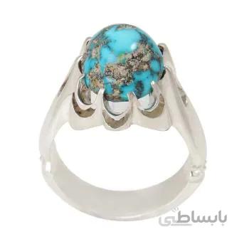 انگشتر نقره مردانه مدل سنگ فیروزه نیشابور رکاب دست ساز کد AM_2055