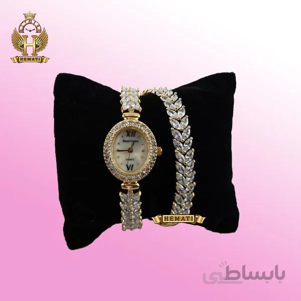 ساعت زنانه رویال کرون Royal Crown 1516 طلایی (دو دور بند)