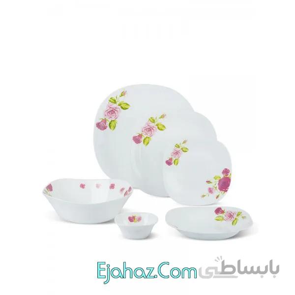 سرویس غذاخوری آرکوپال مقصود 26 پارچه فرانسوا آبی طرح رز مربع کلاسیک