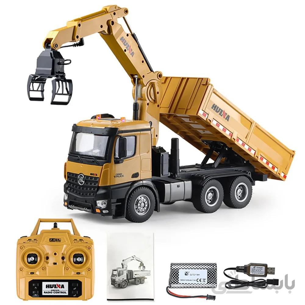 ماشین اسباب بازی کنترلی شارژی کامیون حرفه ای هوینا مدل HUINA 1575 RC 1:14 Timber Grab Truck Dumpe