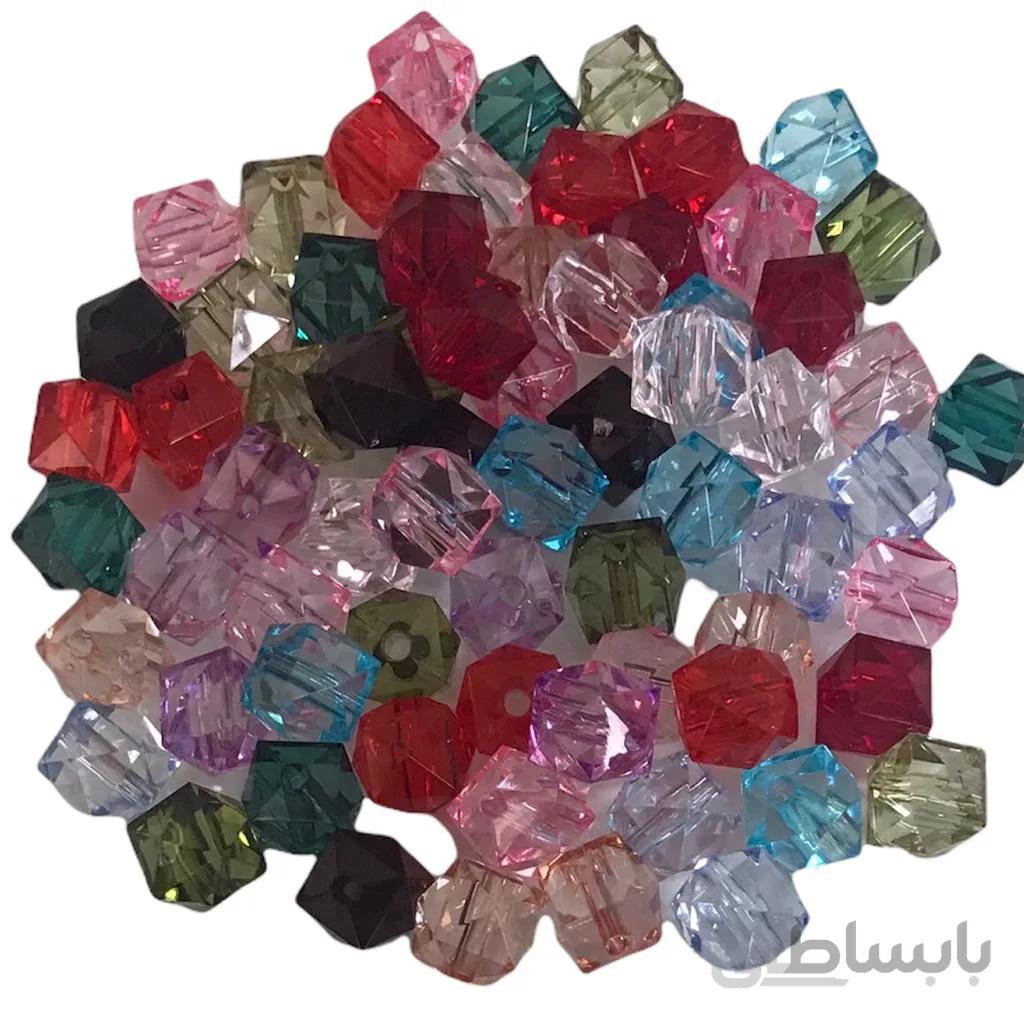 مهره دستبند پلاستیکی مدل مکعبی(50 عددی)