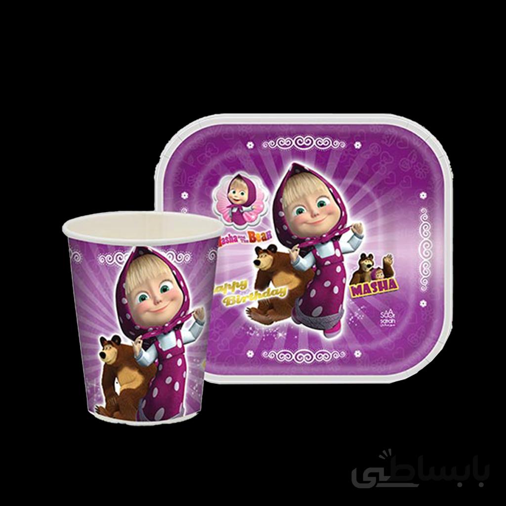 پیش دستی و لیوان تم تولد ماشا