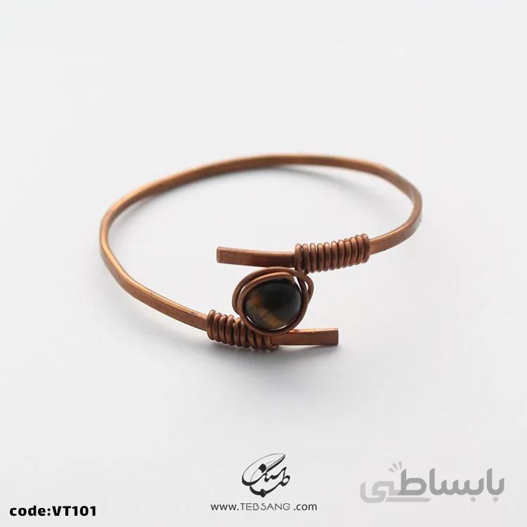دستبند زنانه مس بافت چشم ببر VT-101