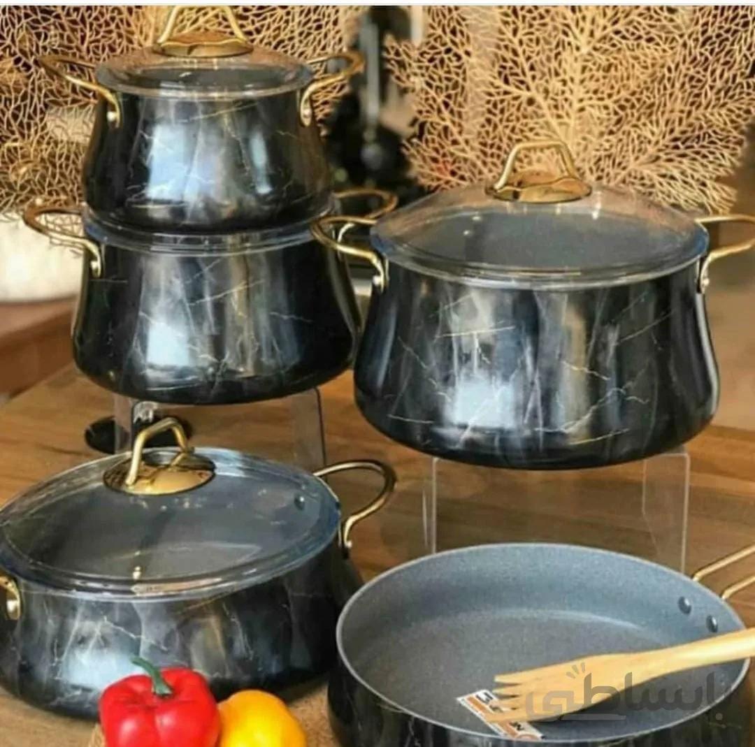 سرویس قابلمه گرانیتی بریونی ترکیه BRIONI سه لایه ضخیم ارسال رایگان مشکی رنگ