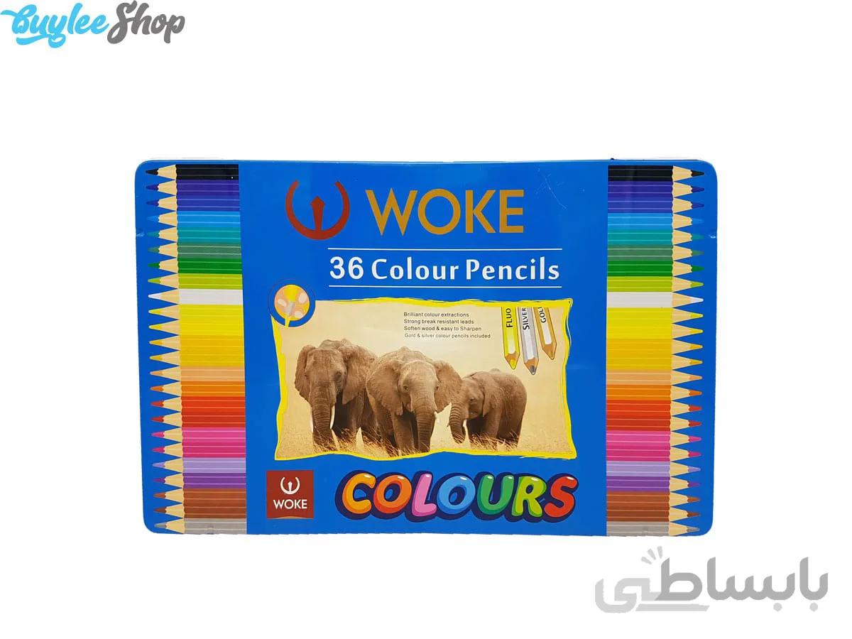 مداد رنگی 36 رنگ ووک جعبه فلزی