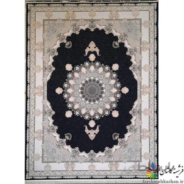 فرش 1000 شانه طلاکوب طرح تندیس سرمه ای