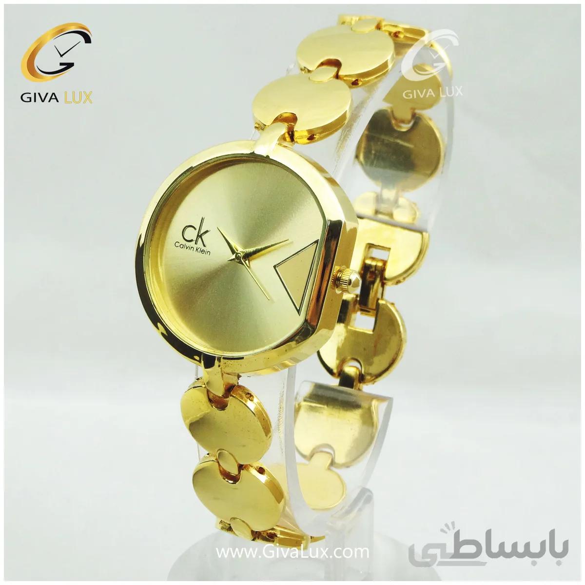 ساعت زنانه کلوین کلین بند فلزی طلایی کد 980433