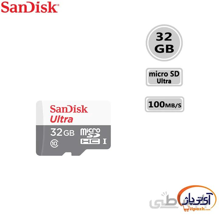 کارت حافظه microSD Ultra ظرفیت 32 گیگابایت سندیسک سرعت 100m/s
